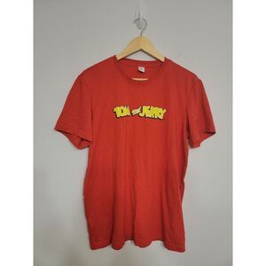 Reebok Tom And‎ Jerry Men's T-Shirt Size Large Red Short Sleeve